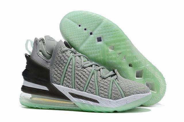 Nike Lebron 18 Grey Green Black Men's Basketball Shoes-01 - Click Image to Close